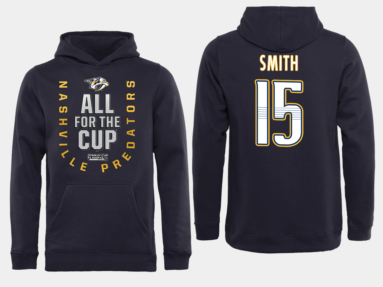 Men NHL Adidas Nashville Predators #16 Smith black ALL for the Cup hoodie->nashville predators->NHL Jersey